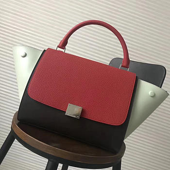 Celine Trapeze small Lambskin Leather Bag Red Green