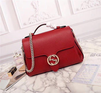 Gucci Orignial Calfskin Handbag in Red 510320