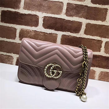 Gucci Pearly Marmont Flap Belt Bag Leather pink 476809