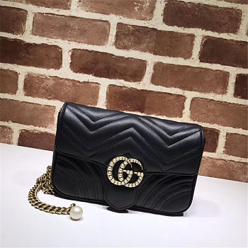 Gucci Pearly Marmont Flap Belt Bag Leather black 476809