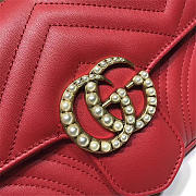 Gucci Pearly Marmont Flap Belt Bag Leather Red 476809 - 5