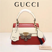 Gucci Queen Margaret Calfskin Handle Bag In White Red 476541 - 1