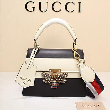 Gucci Queen Margaret Calfskin Handle Bag In White Black 476541