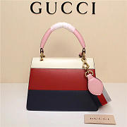 Gucci Queen Margaret Calfskin Handle Bag In Red Blue 476541 - 5