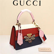 Gucci Queen Margaret Calfskin Handle Bag In Red Blue 476541 - 3