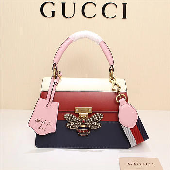 Gucci Queen Margaret Calfskin Handle Bag In Red Blue 476541