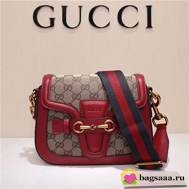 Gucci Original Canvas Calfskin Shoulder Bag Red 384821 - 1