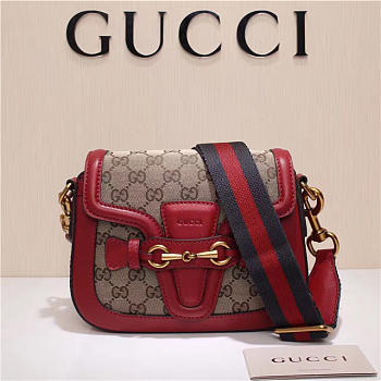Gucci Original Canvas Calfskin Shoulder Bag Red 384821