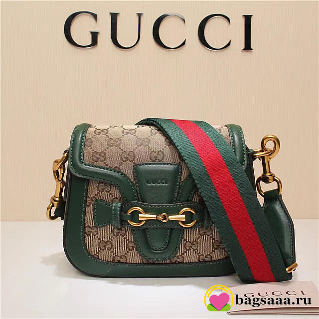 Gucci Original Canvas Calfskin Shoulder Bag Green 384821 - 1