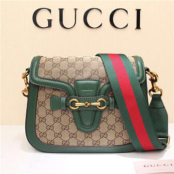 Gucci Original Canvas Calfskin Large Shoulder Bag Green