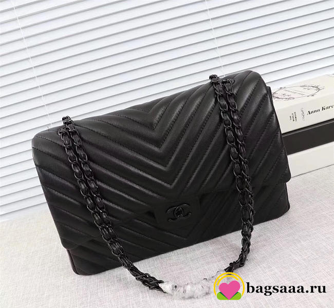 Chanel original lambskin double flap bag black 30cm - 1