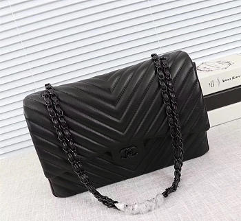 Chanel original lambskin double flap bag black 30cm