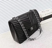 Chanel original lambskin double flap bag black 30cm with Silver hardware - 4