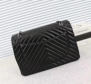 Chanel original lambskin double flap bag black 30cm with Silver hardware - 3