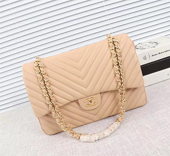 Chanel original lambskin double flap bag Pink 33cm with Gold hardware