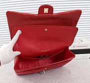 Chanel original lambskin double flap bag Red 33cm with Gold hardware - 6