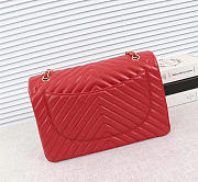 Chanel original lambskin double flap bag Red 33cm with Gold hardware - 3