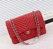 Chanel original lambskin double flap bag Red 33cm with Silver hardware - 1