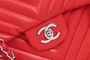Chanel original lambskin double flap bag Red 33cm with Silver hardware - 3