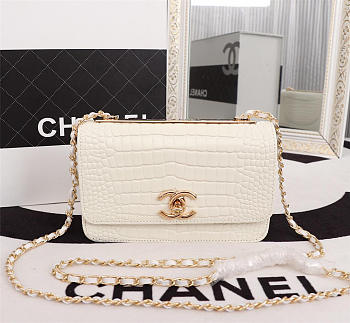 Chanel women Lambskin Leather Handbag White