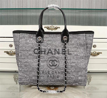 Chanel Large canvas beach bag with Black