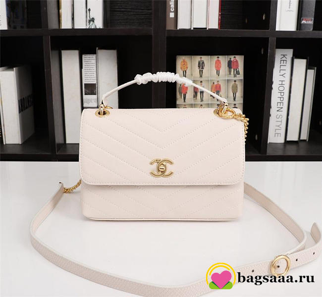 Chanel Calfskin Corssbody Handbag white - 1