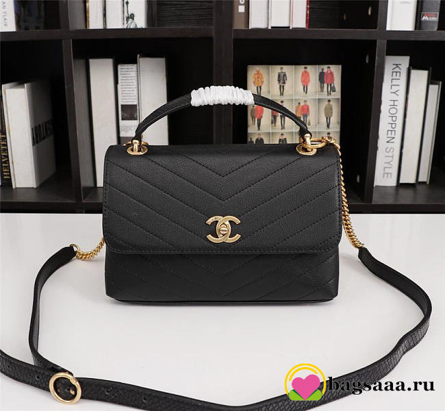 Chanel Calfskin Corssbody Handbag Black - 1