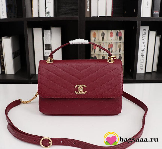 Chanel Calfskin Corssbody Handbag Red - 1