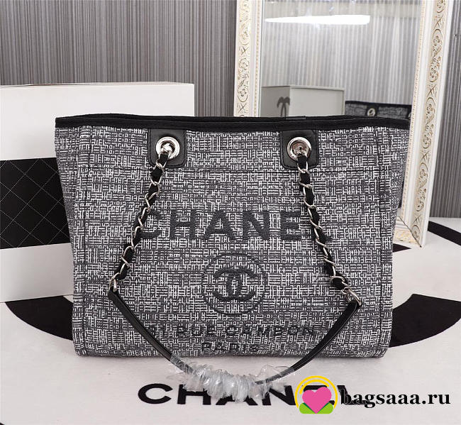 Chanel original canvas large shopping bag gray 32cm - 1