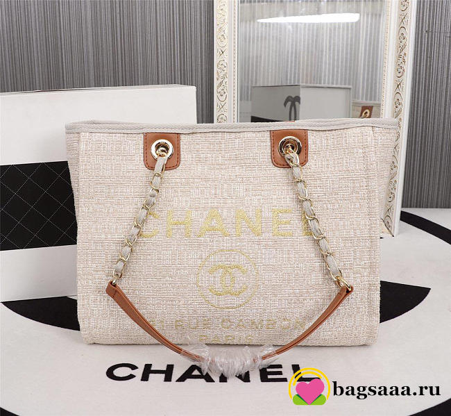Chanel original canvas large shopping bag beige 32cm - 1