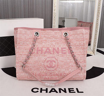 Chanel original canvas large shopping bag Pink 32cm