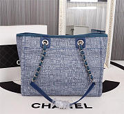 Chanel original canvas large shopping bag Blue 32cm - 4