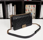 Chanel Boy Bag Lambskin Leather in Black gold hardware - 4
