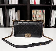 Chanel Boy Bag Lambskin Leather in Black gold hardware - 6