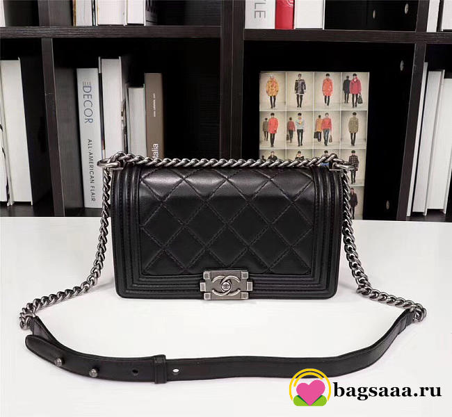 Chanel Boy Bag Lambskin Leather in Black with silver hardware - 1