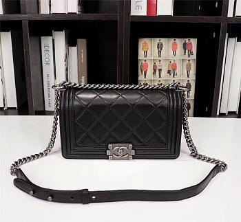 Chanel Boy Bag Lambskin Leather in Black with silver hardware