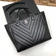 Chanel Calfskin Leather shopping bag balck - 1