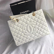 Chanel original caviar calfskin shopping tote white bag with gold hardware - 5