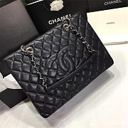 Chanel original caviar calfskin shopping tote black bag with silver hardware - 3