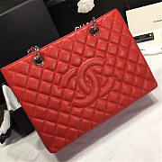Chanel original caviar calfskin shopping tote Red bag with silver hardware - 3