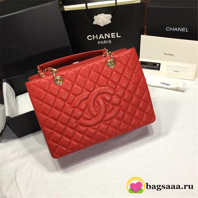 Chanel original caviar calfskin shopping tote Red bag with gold hardware - 1