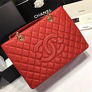 Chanel original caviar calfskin shopping tote Red bag with gold hardware - 3