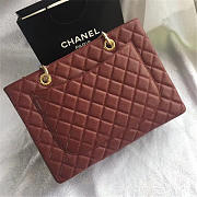 Chanel original caviar calfskin shopping tote Wine Red bag with gold hardware - 5