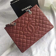 Chanel original caviar calfskin shopping tote Wine Red bag with silver hardware - 2