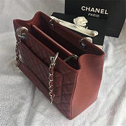 Chanel original caviar calfskin shopping tote Wine Red bag with silver hardware - 3