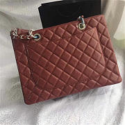 Chanel original caviar calfskin shopping tote Wine Red bag with silver hardware - 4