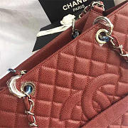 Chanel original caviar calfskin shopping tote Wine Red bag with silver hardware - 6