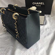 Chanel original caviar calfskin shopping tote Navy blue bag with gold hardware - 2