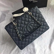 Chanel original caviar calfskin shopping tote Navy blue bag with silver hardware - 1
