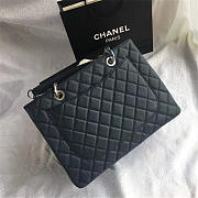 Chanel original caviar calfskin shopping tote Navy blue bag with silver hardware - 2